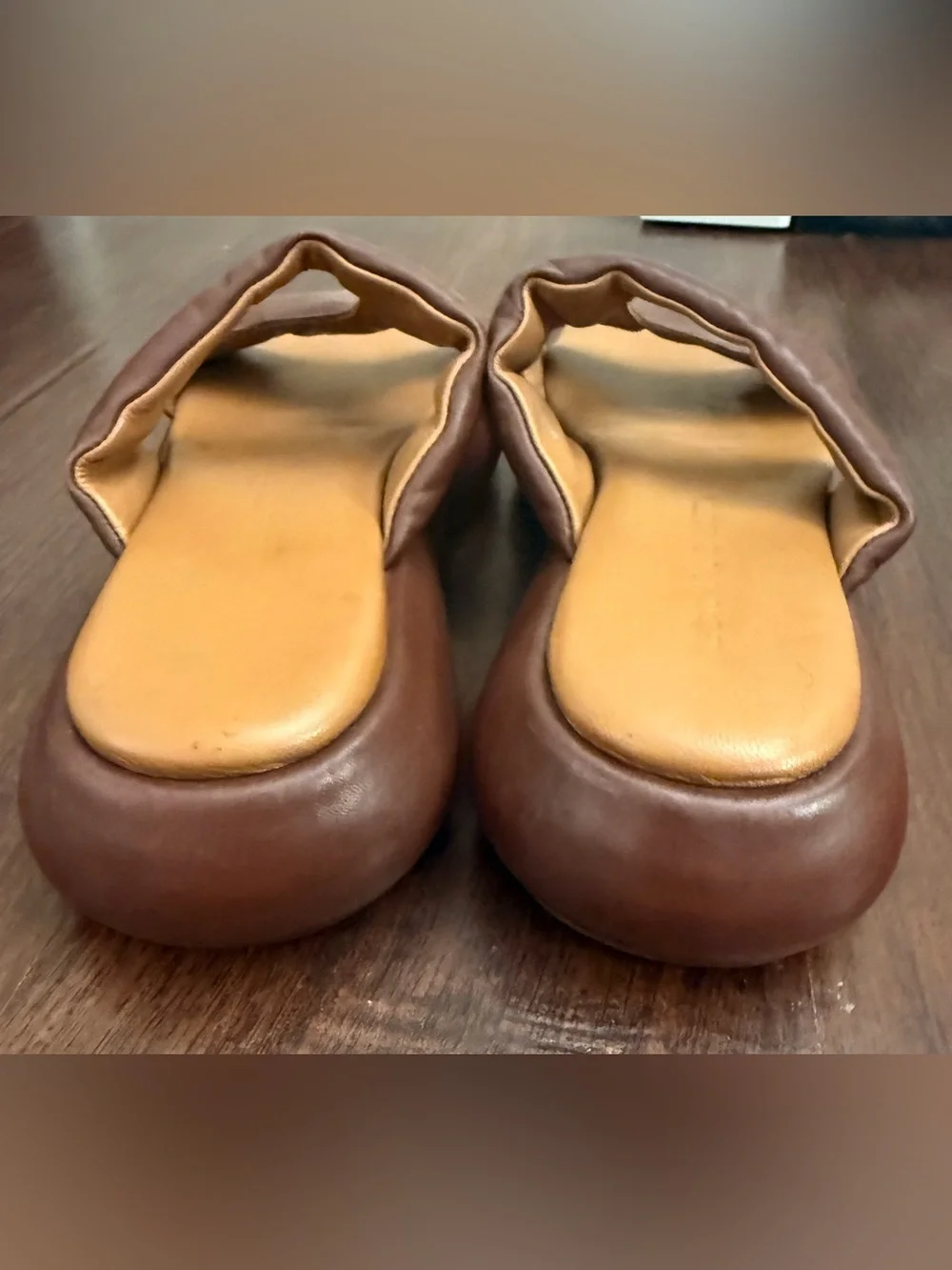 Eckhaus Latta Zee Leather Platform Slides in Brown Size US 10